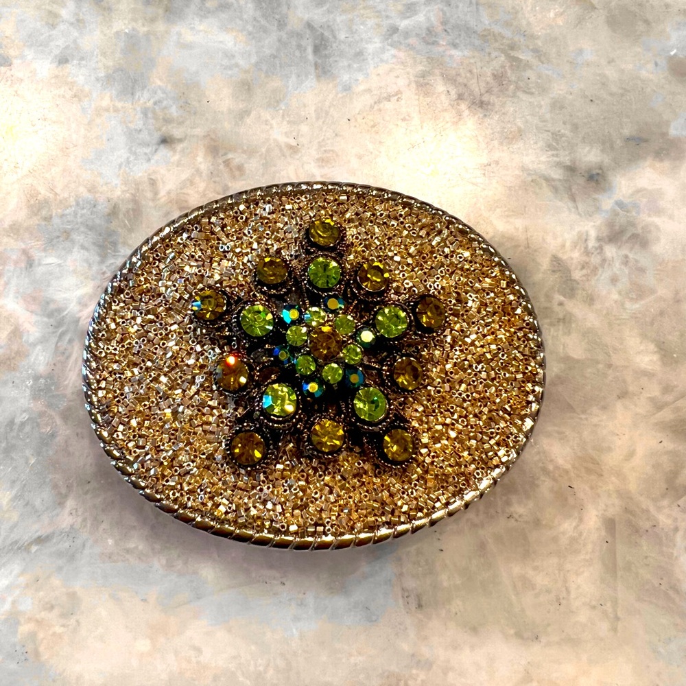 Beaded Rhinestone Belt Buckle